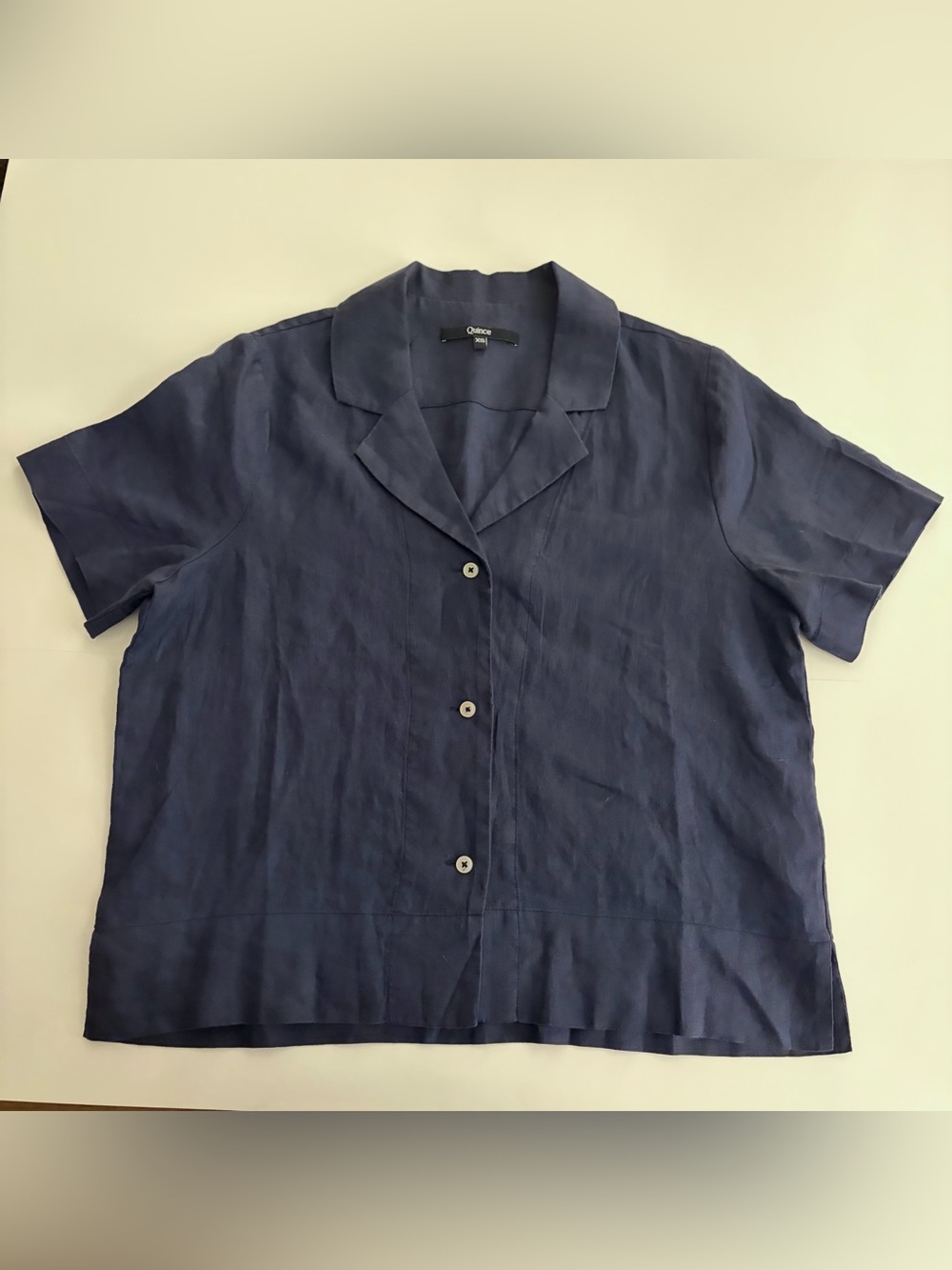 Quince Navy Linen Button-Down Shirt- XS
